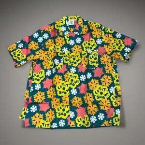 ITSSNOWDAY Snowday Teal Snowflake Button Up Men’s Shirt Size Medium